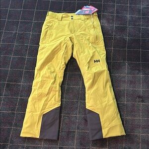 helly hansen adult small snowboard ski snow pants gray green yellow
